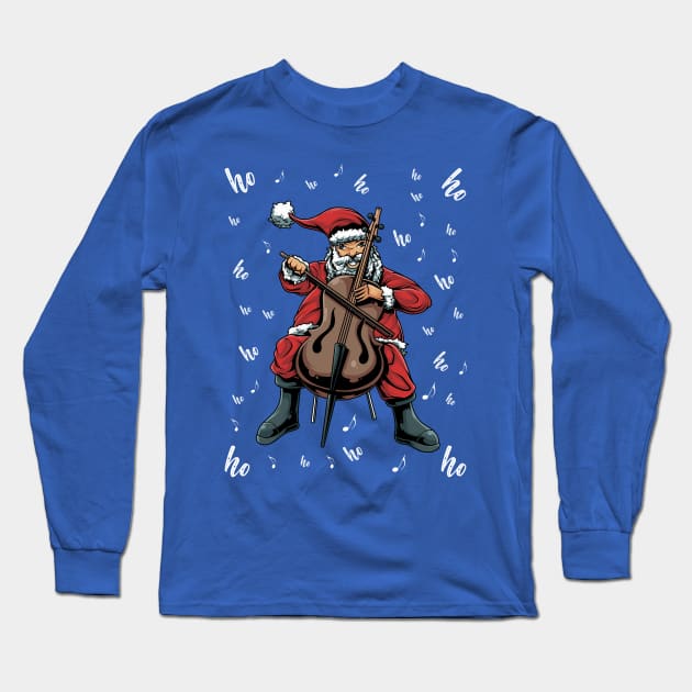 Santa Claus Cello Player Long Sleeve T-Shirt by AngelFlame